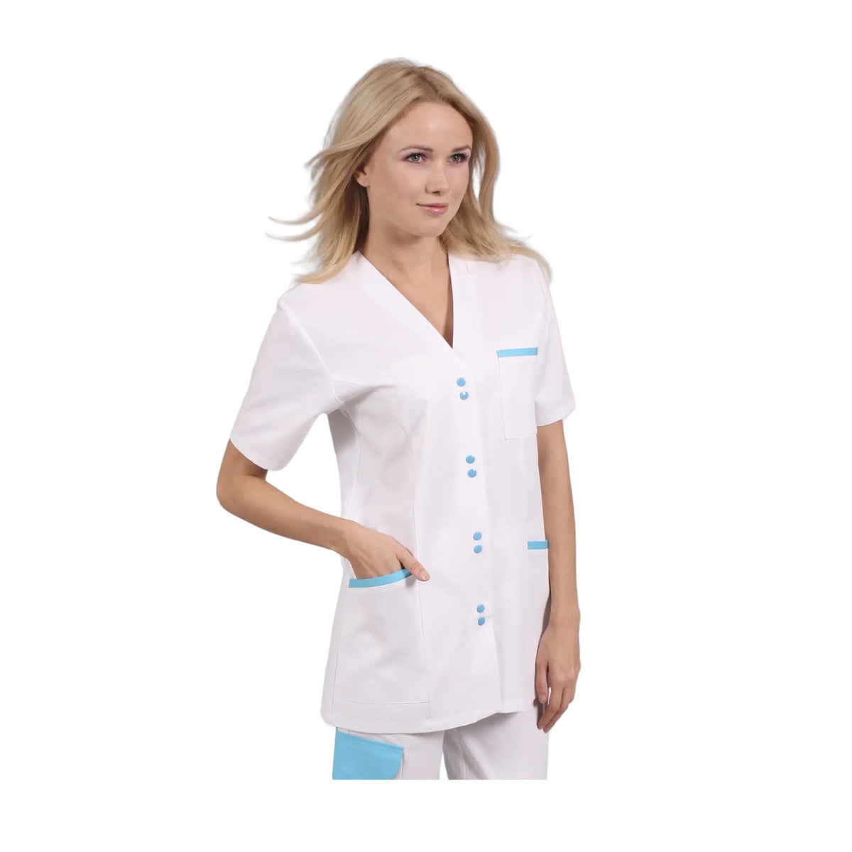 Ella - Túnica - Manga corta - Mujer - 75 cm My Blusa Twill-White-Atoll-T6-XXXL