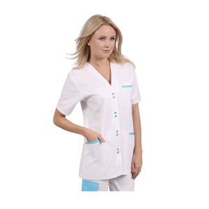 Ella - Túnica - Manga corta - Mujer - 75 cm My Blusa Twill-White-Atoll-T6-XXXL