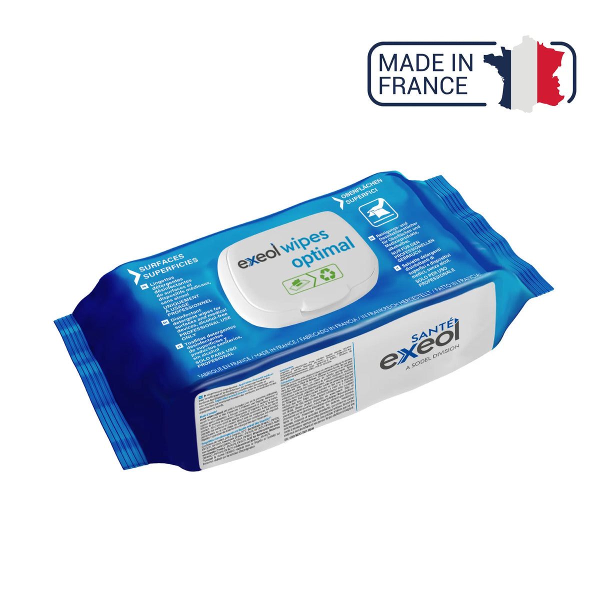 Exeol wipes optimal - 100 Detergent / disinfectant wipes - Sodel sodel 