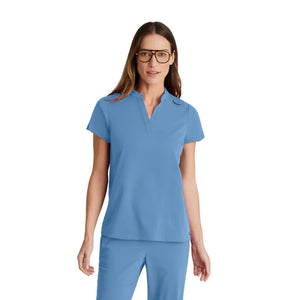 Flora - Banded collar tunic - Women - Grey’s Anatomy Stretch GREYS ANATOMY STRETCH Sky Blue / XL