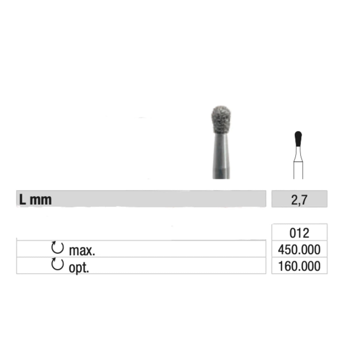 830 Diamond Burr - Smoothing calluses and nails - 1.2 mm