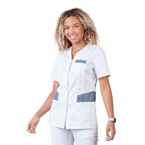 Gaia - Short-sleeved blouse - V-neck - Women - 70 cm - Phirejo