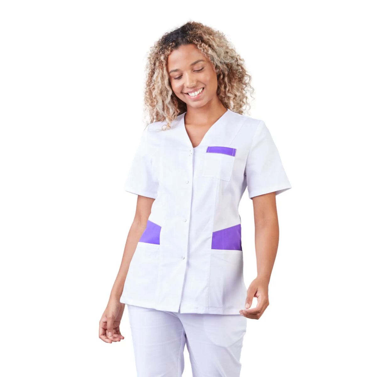 Gaia - Short-sleeved blouse - V-neck - Women - 70 cm - Phirejo