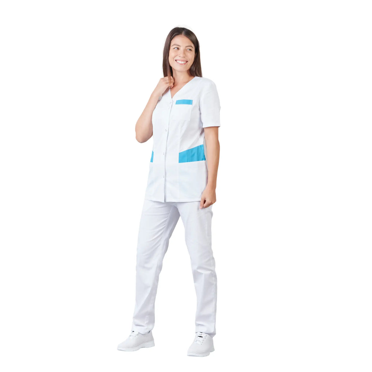 Gaia - Short-sleeved blouse - V-neck - Women - 70 cm - Phirejo