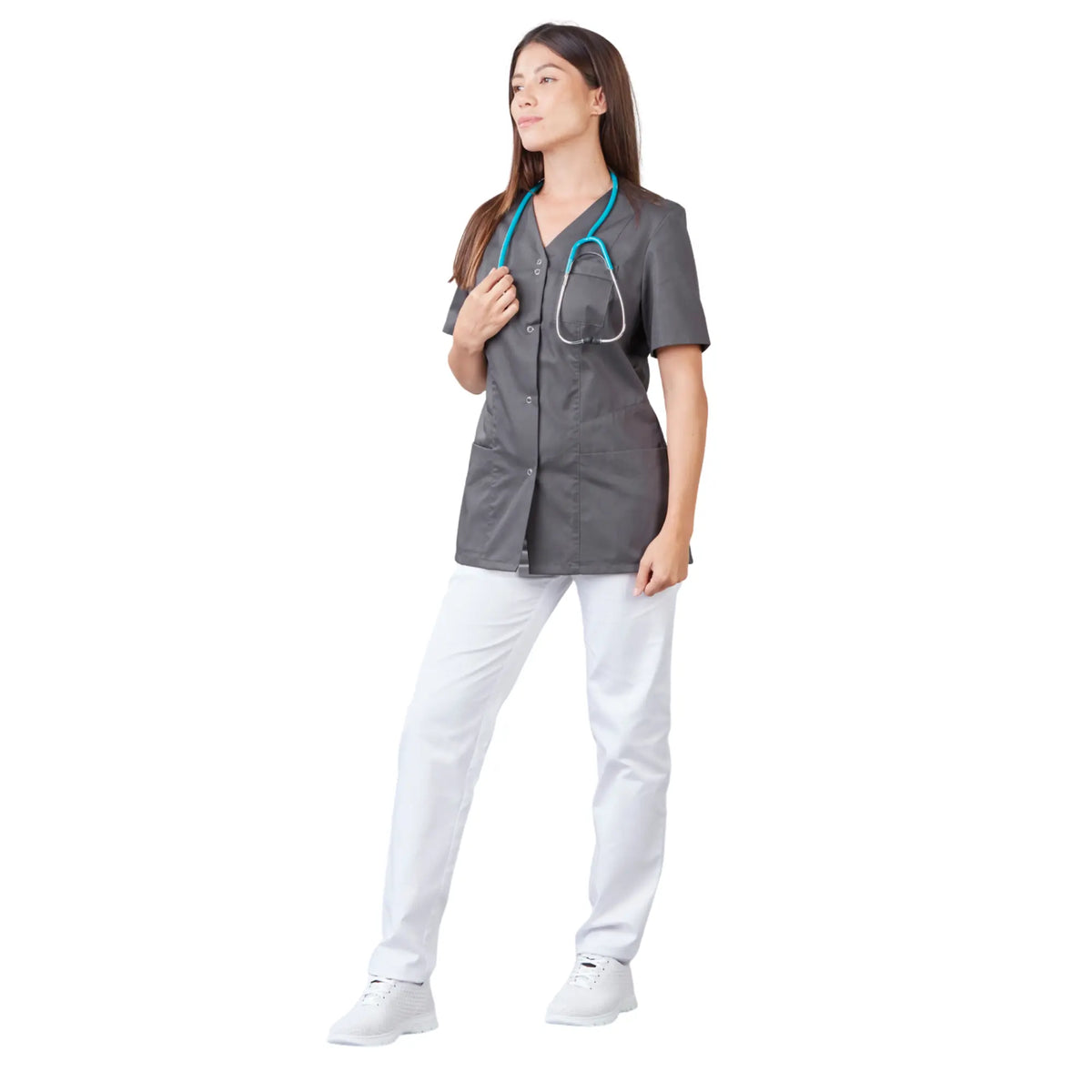 Gaia - Short-sleeved blouse - V-neck - Women - 70 cm - Phirejo