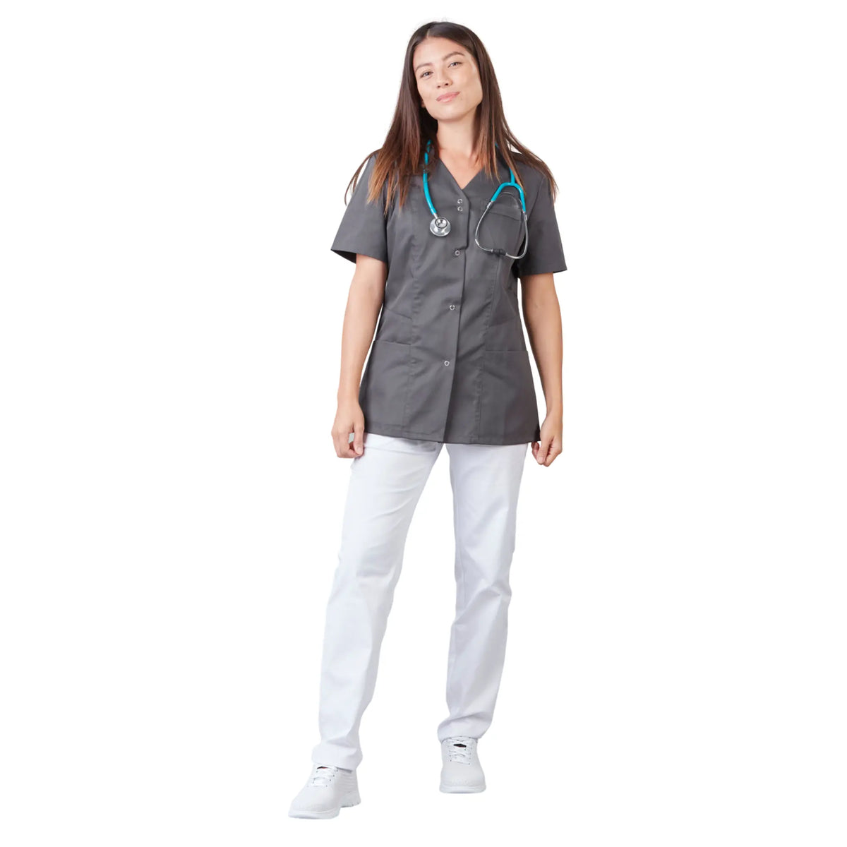 Gaia - Short-sleeved blouse - V-neck - Women - 70 cm - Phirejo