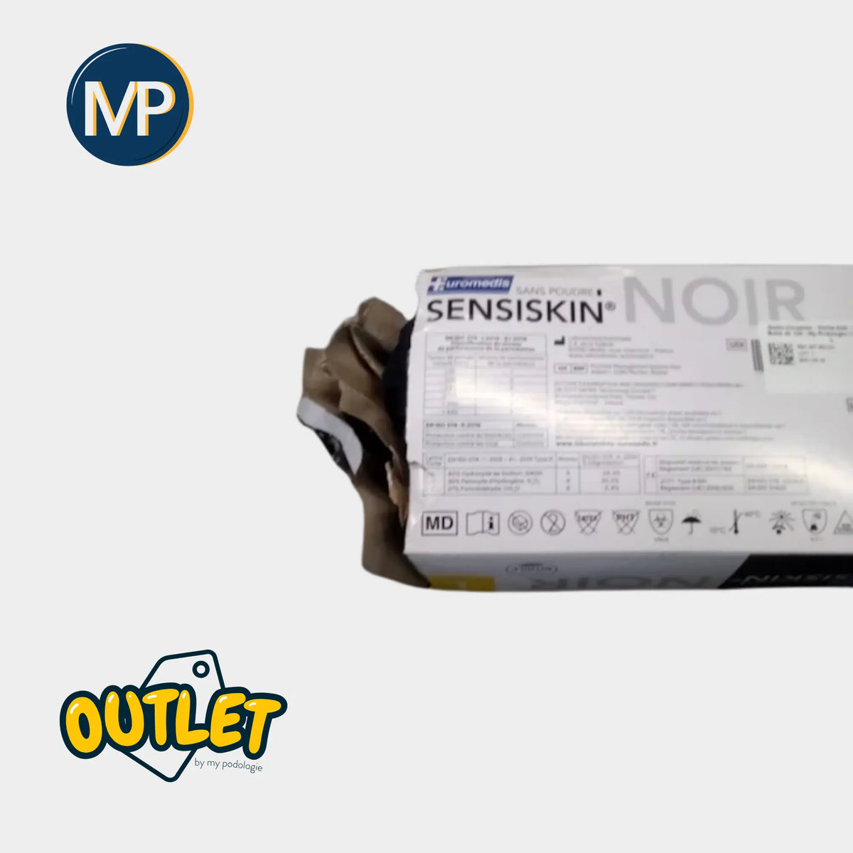 Gants d'examen - Nitrile Noir - Sans poudre - Boite de 100 - My Podologie // Avec défaut MP 
