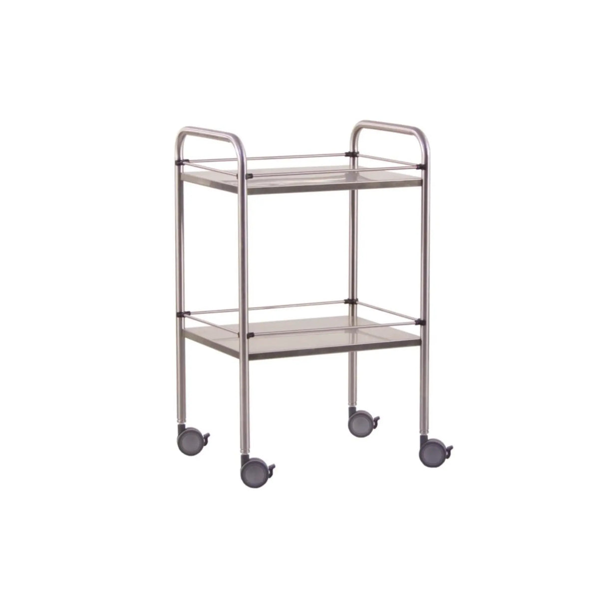 Stainless steel pedestal table - 2 trays - 60 x 40 x 80 cm - Removable galleries - My Podologie