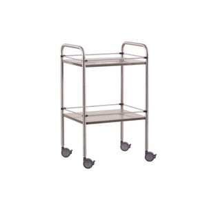 Stainless steel pedestal table - 2 trays - 60 x 40 x 80 cm - Removable galleries - My Podologie