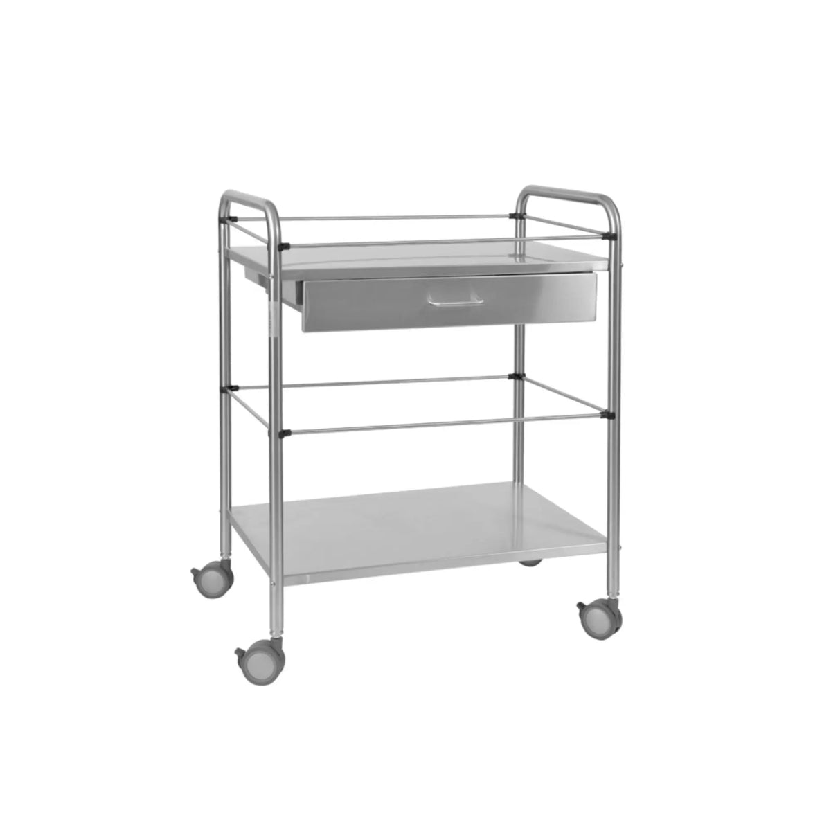 Stainless steel pedestal table - 2 trays - 70 x 50 cm - With drawer - My Podologie