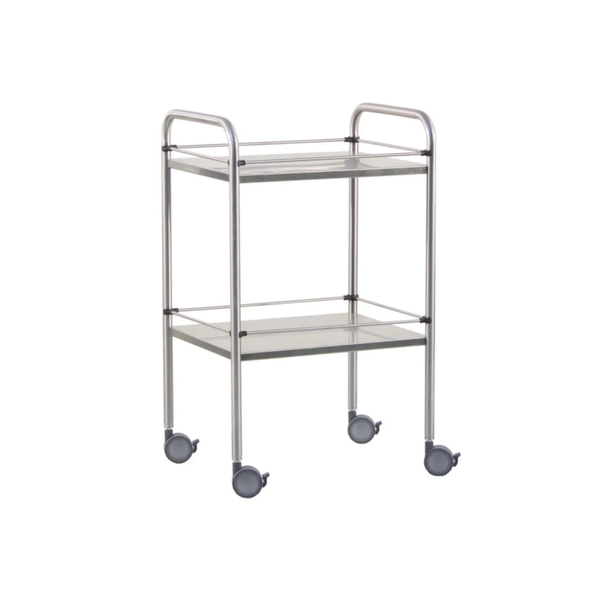 Stainless steel pedestal table - 2 trays - 70 x 50 x 80 cm - Removable galleries - My Podologie