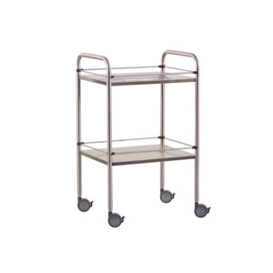 Stainless steel pedestal table - 2 trays - 90 x 55 x 80 cm - Removable galleries - My Podologie