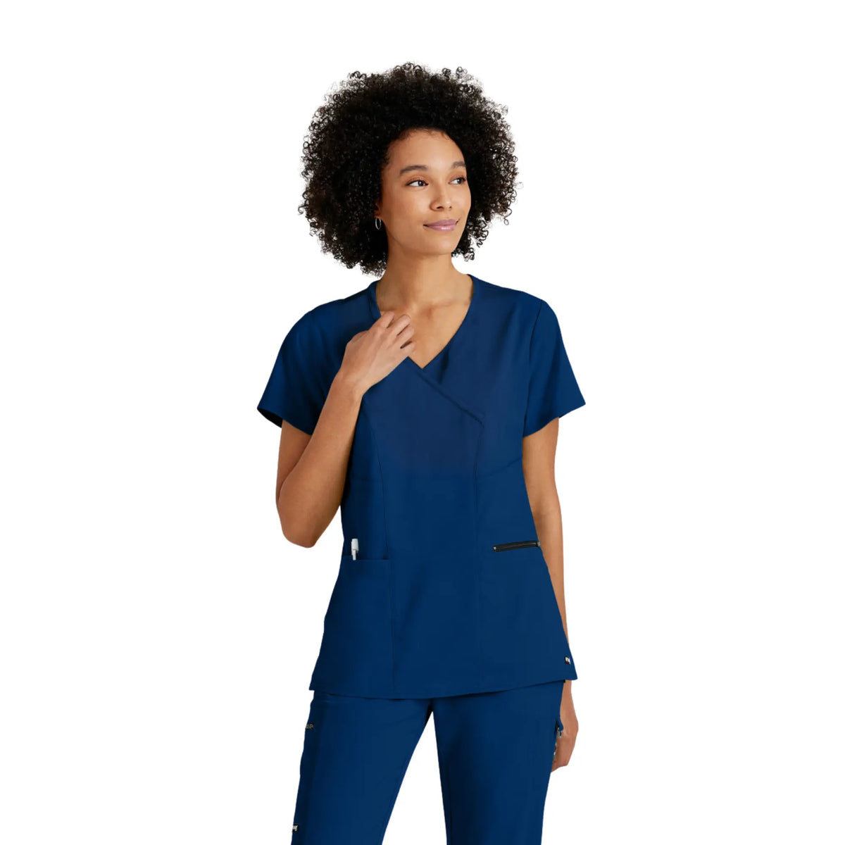 Kim - Crossover V-neck tunic - Women - Grey’s Anatomy Stretch Grey’s Anatomy  Navy Blue / XL