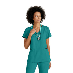 Kim - Crossover V-neck tunic - Women - Grey’s Anatomy Stretch Grey’s Anatomy Caribbean Blue / XL