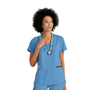 Kim - Crossover V-neck tunic - Women - Grey’s Anatomy Stretch Grey’s Anatomy  Sky Blue / XL