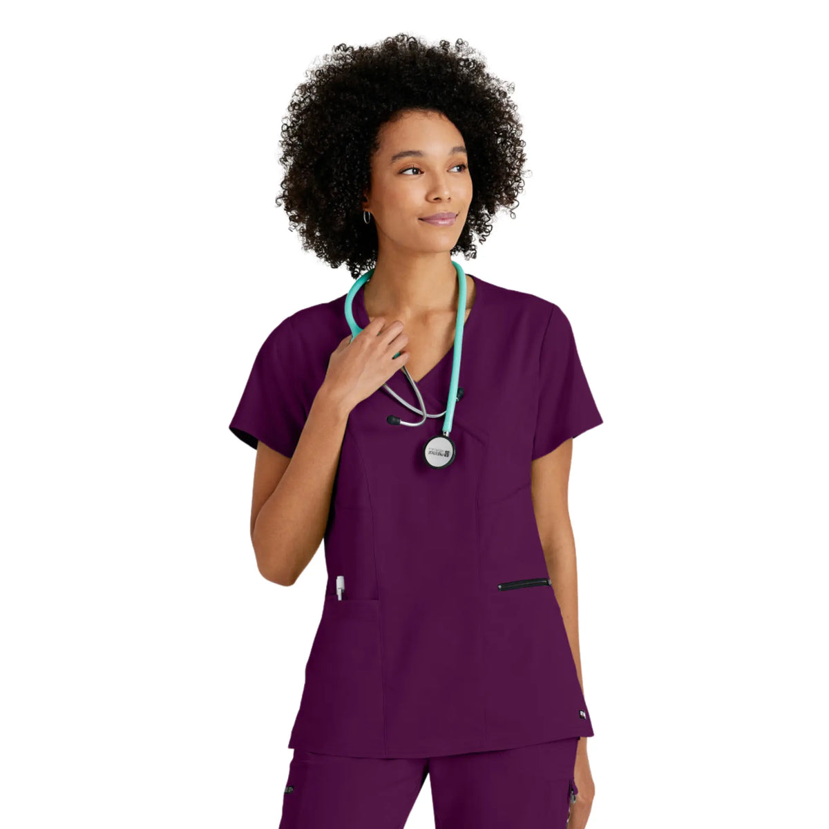 Kim - Crossover V-neck tunic - Women - Grey’s Anatomy Stretch Grey’s Anatomy  Aubergine / XL