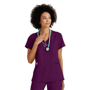 Kim - Crossover V-neck tunic - Women - Grey’s Anatomy Stretch Grey’s Anatomy  Aubergine / XL