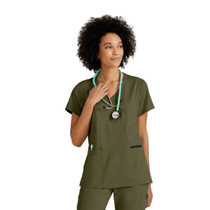 Kim - Crossover V-neck tunic - Women - Grey’s Anatomy Stretch Grey’s Anatomy  Olive Green / XL