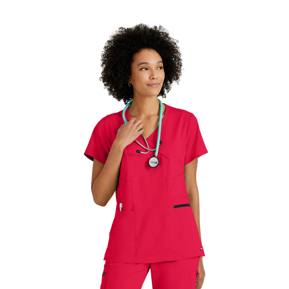 Kim - Crossover V-neck tunic - Women - Grey’s Anatomy Stretch Grey’s Anatomy  Red / XL
