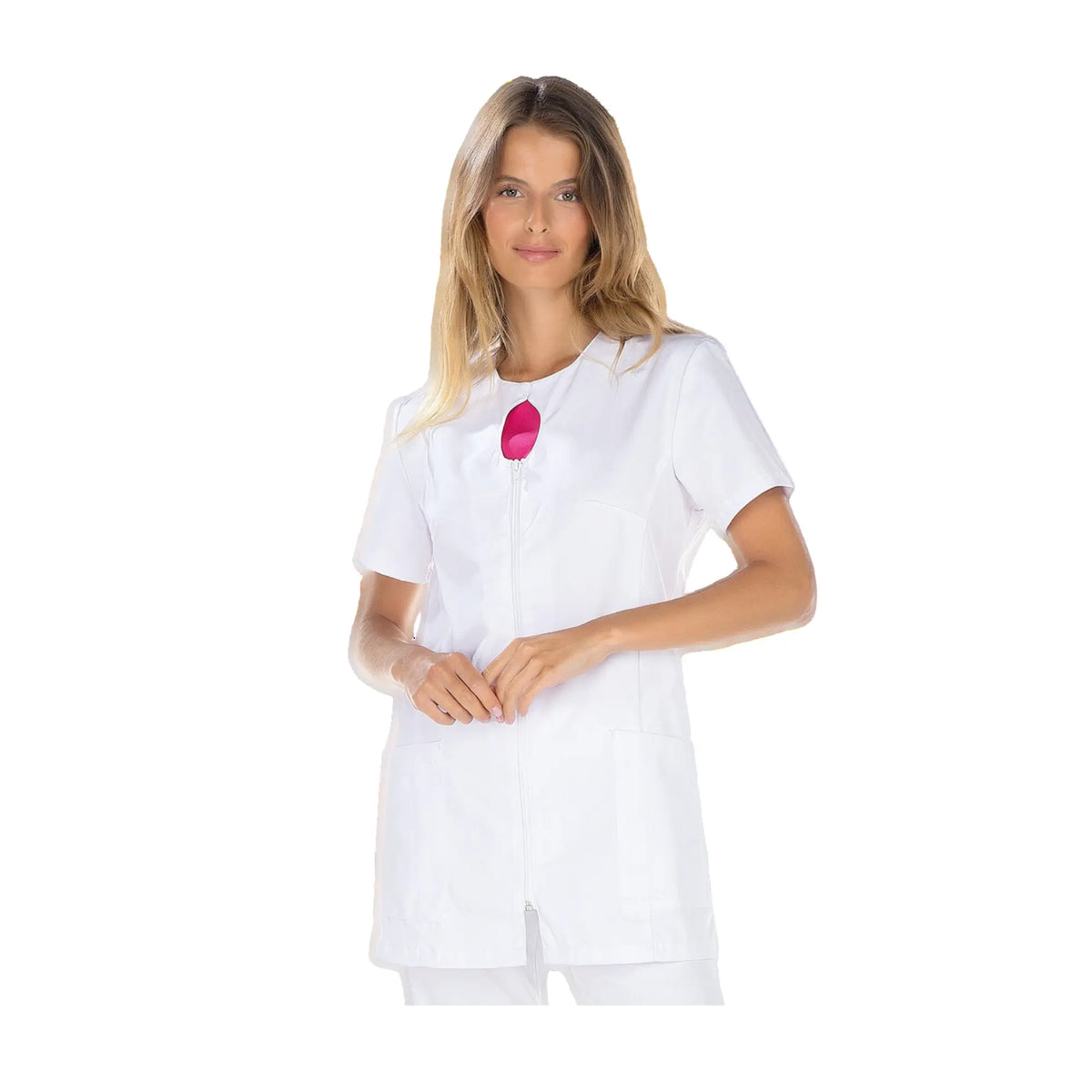 Laure - Tunic - Short sleeves - Women - 75 cm My Blouse  Sergé-White-Rhodamine-T6-XXXL