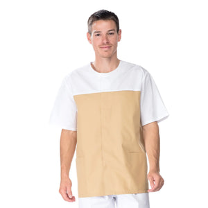 Laurent - Short Sleeve Tunic - Men - 75 cm My Blouse  Beige-White-T6-XXXL