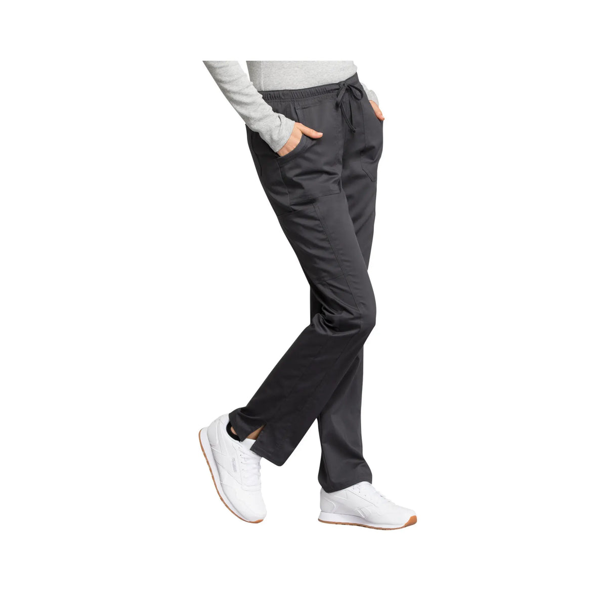 Le Mans - Mid-rise straight pants with drawstring - Women - Cherokee Cherokee Authentic Workwear 