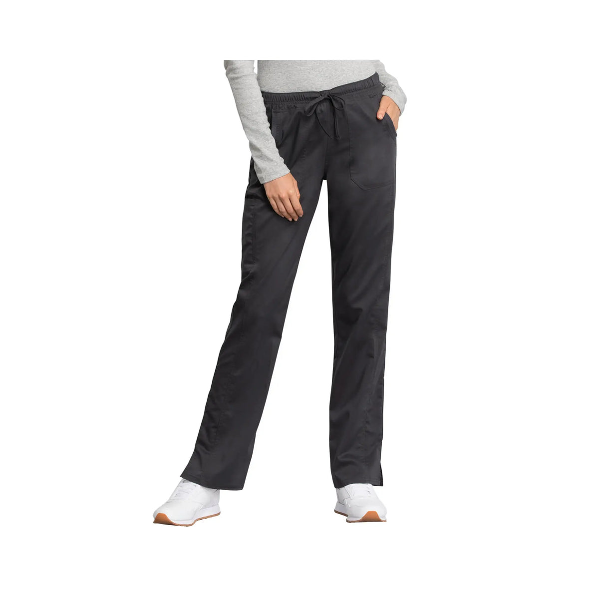 Le Mans - Mid-rise straight pants with drawstring - Women - Cherokee Cherokee Authentic Workwear  Anthracite-XXXL