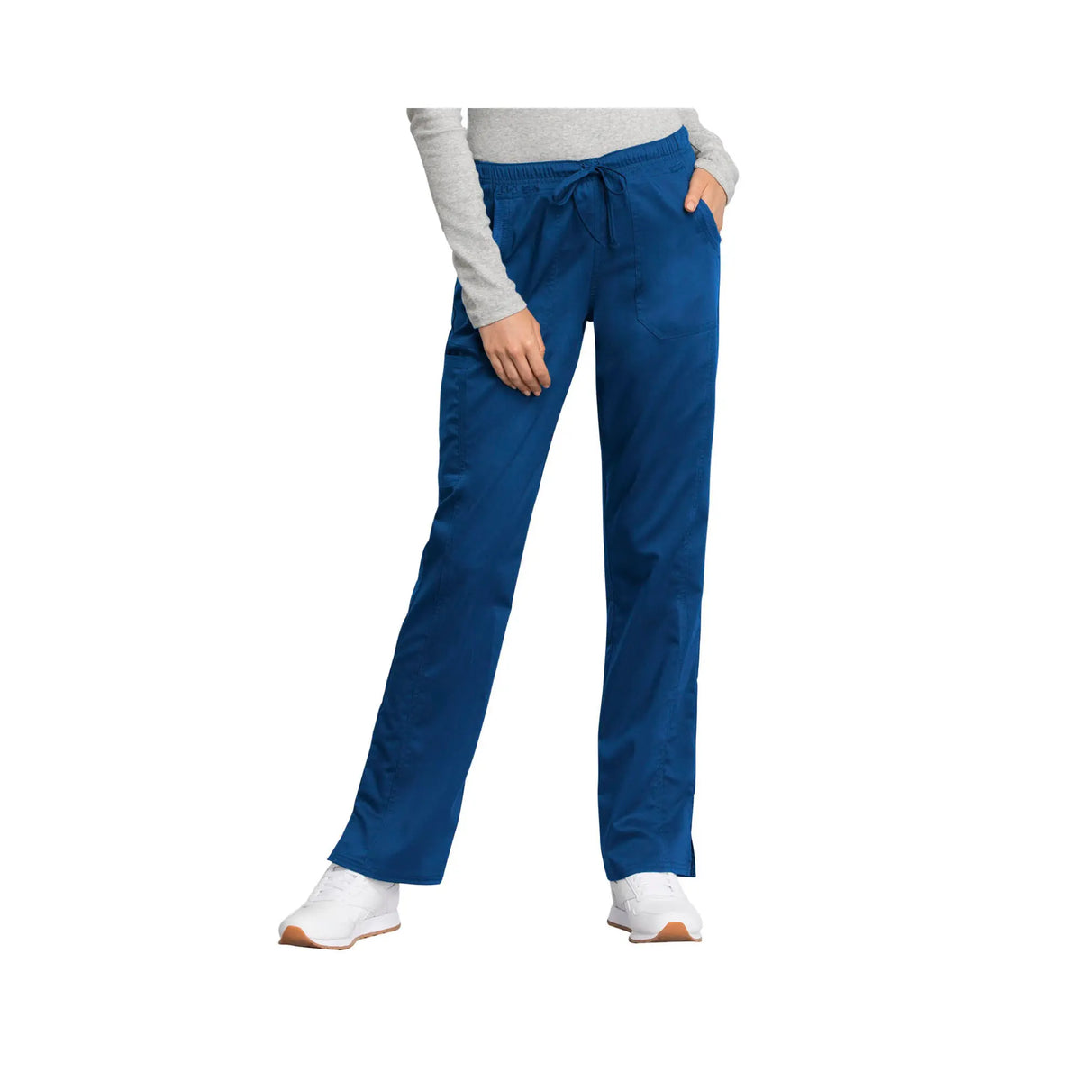 Le Mans - Mid-Rise Straight Pants with Drawstring - Women - Cherokee Cherokee Authentic Workwear Royal Blue-XXXL