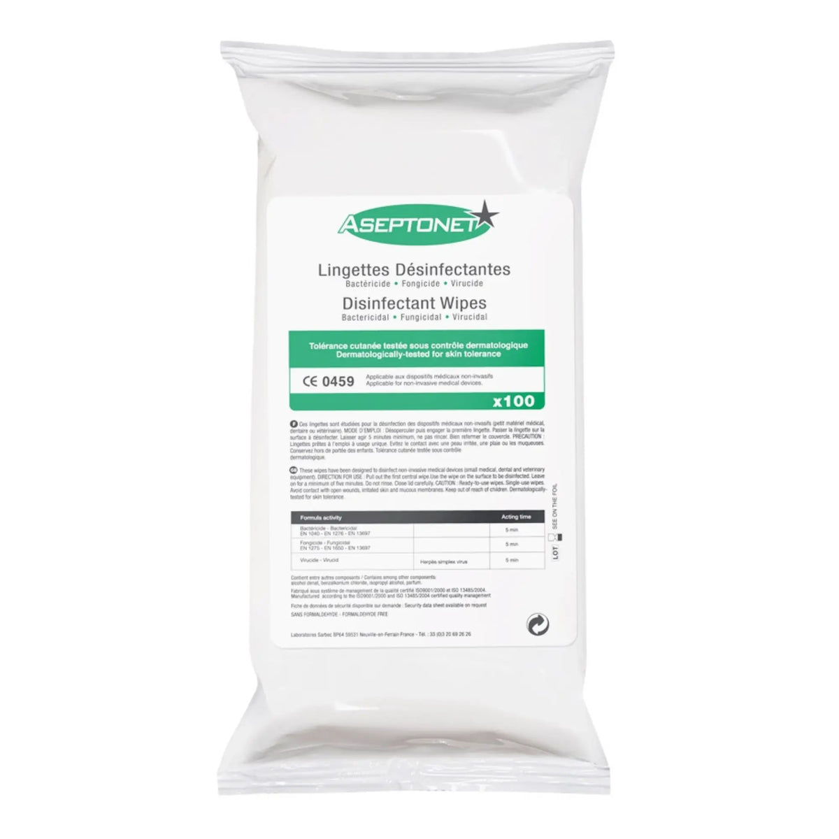 Disinfectant wipes - Refill of 100 wipes - Aseptonet