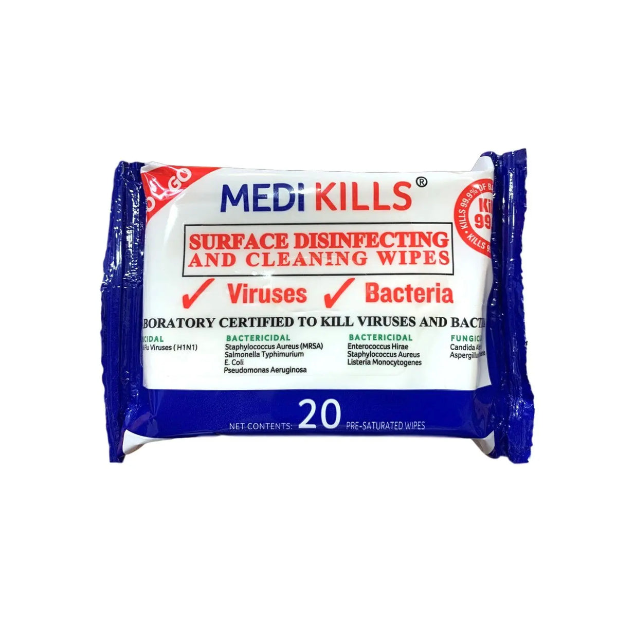 Virucidal wipes - Bag of 20 wipes - Medikills