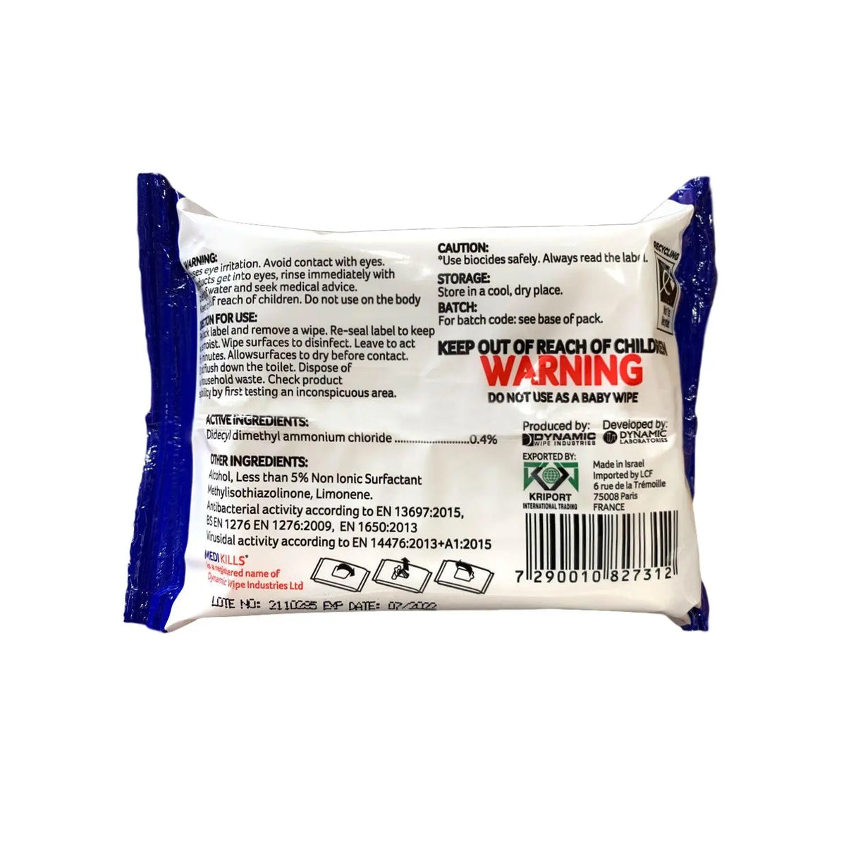 Virucidal wipes - Bag of 20 wipes - Medikills