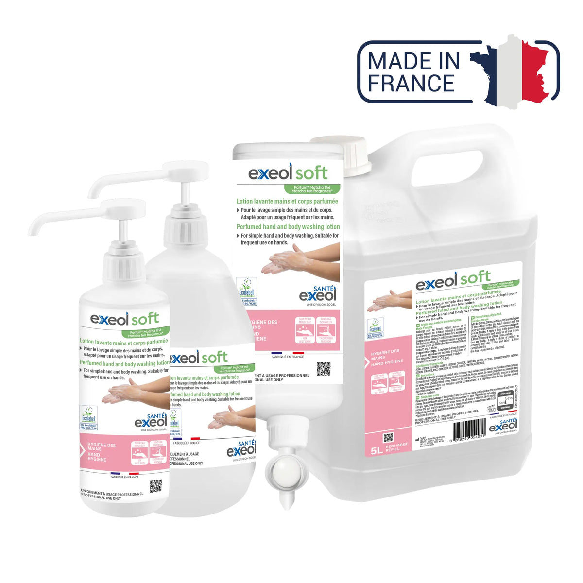 Hand and body washing lotion with Matcha Tea fragrance - Exeol Soft - Sodel Exeol 
