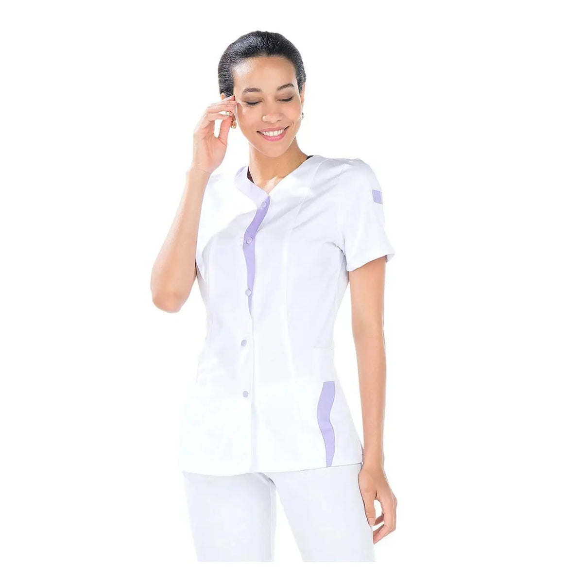 Lucile - Tunic - Short sleeves - Women - 70 cm My Blouse  Sergé-White-Parme-T7-XXXXL