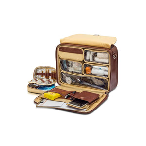 Deluxe DOCTOR home case - Brown leather - Optional wheeled trolley - My Podologie