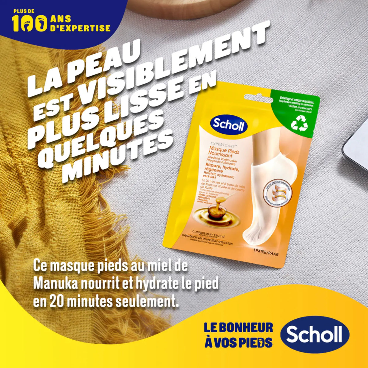 Mascarilla Nutritiva para Pies - Urea 3% - Miel de Manuka - Scholl Scholl 