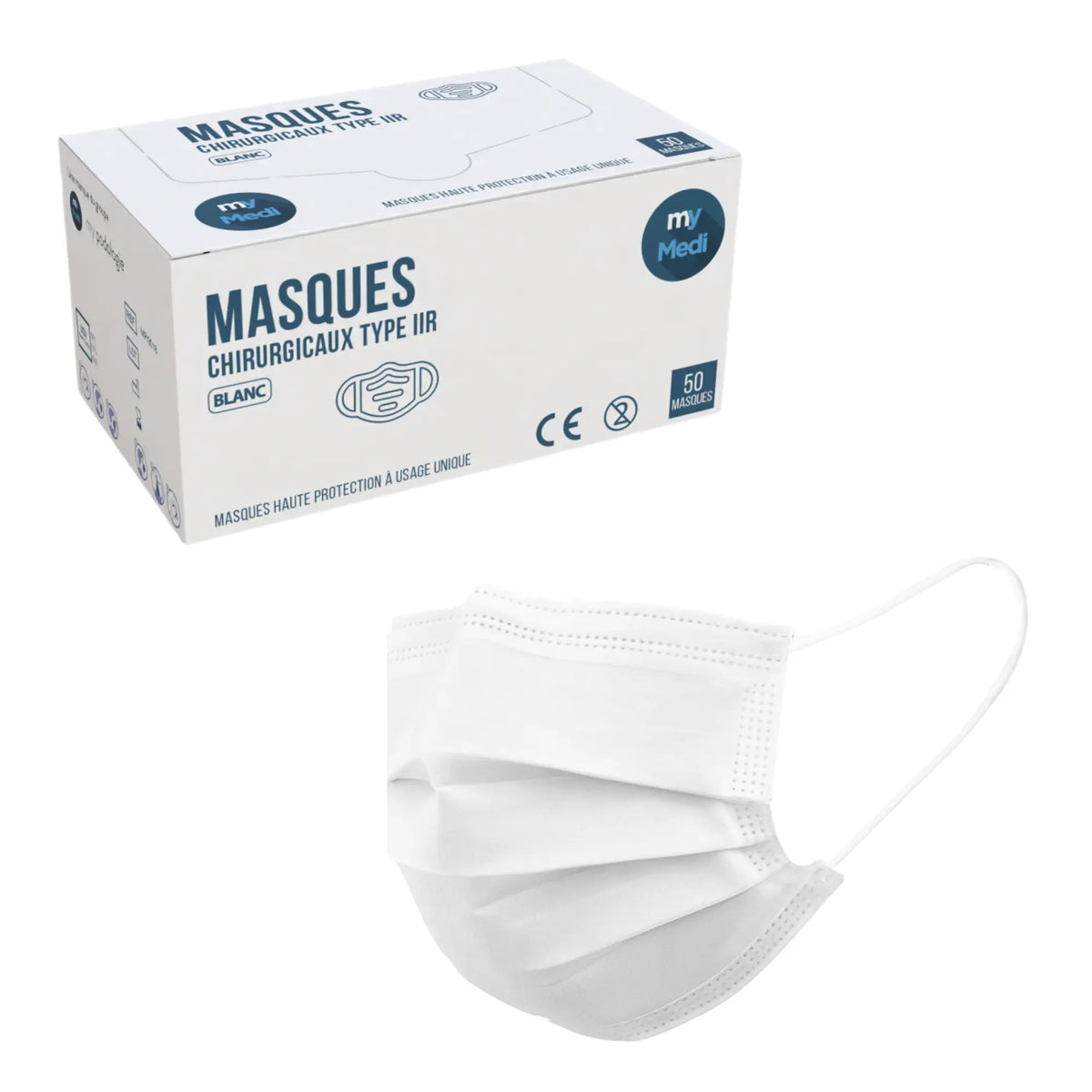 Surgical mask - 3 ply type IIR - EN14683 standard - CE certification - Box of 50 masks - 3 colors - My Médical My Medical 