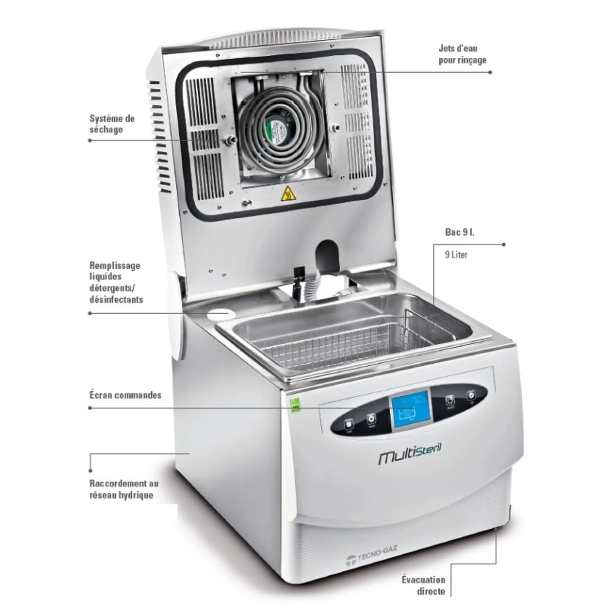 Multisteril Fast - Automatic device for disinfection, ultrasound and drying with pump