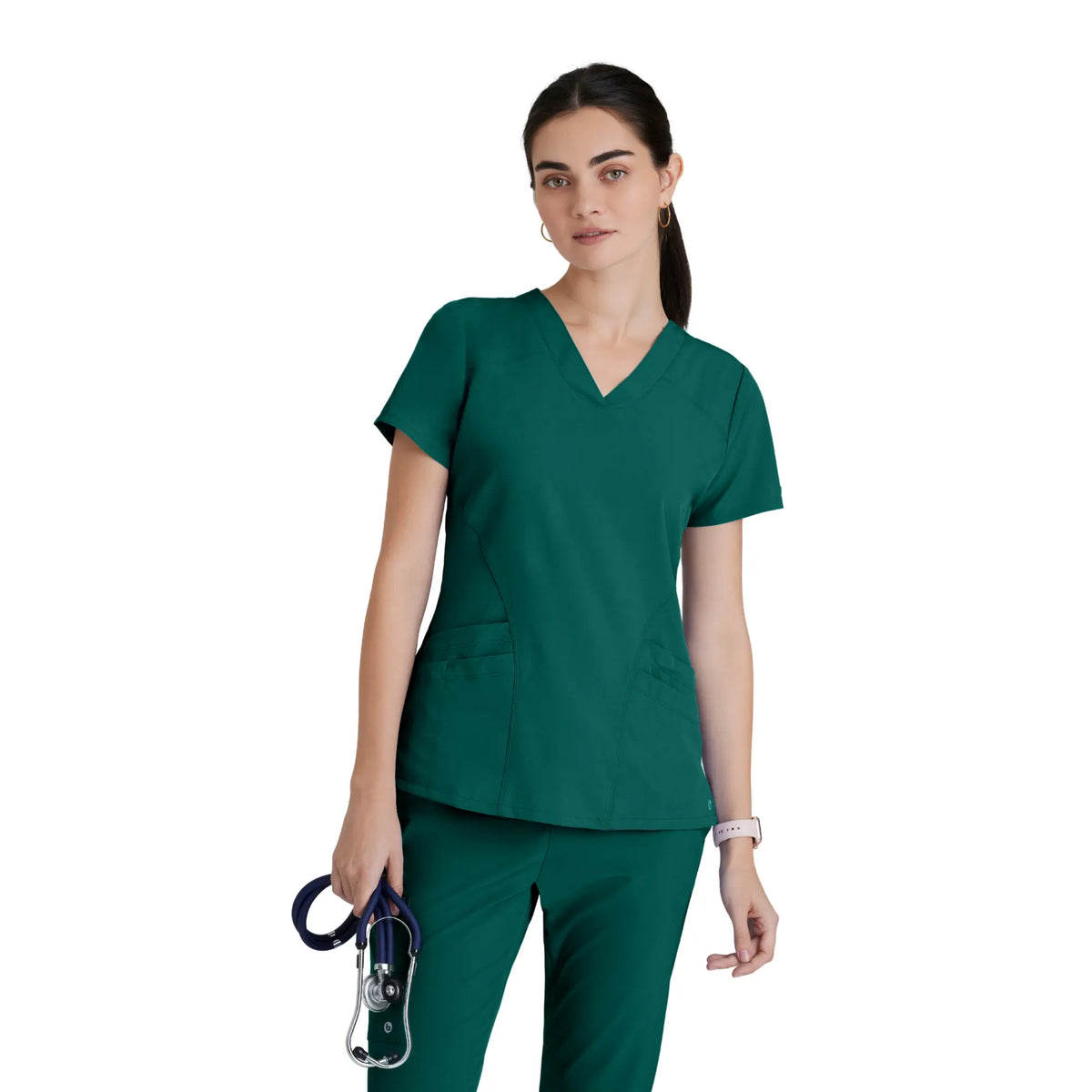 Norma - V-neck medical t-shirt - Women - Barco One BARCO  Hunter Green / XL