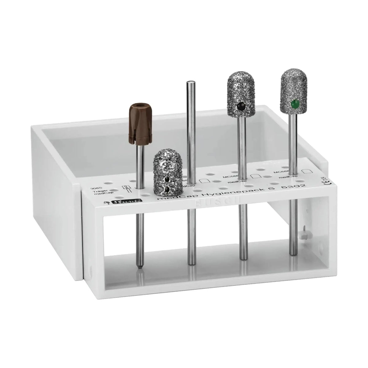 Pack MedCap - Capuchons abrasifs, porte capuchons et boîte - Diamant - Busch - My Podologie