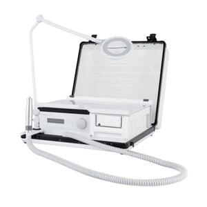 Pack - Estuche rígido + Micromotor Podolog Nova 3s + Lámpara de aumento + Silla plegable + Reposapiés Ruck Lámpara de aumento-Blanco