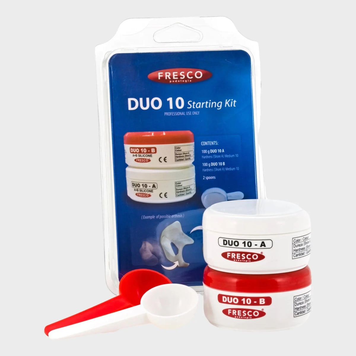Starter pack - DUO 10 orthoplasty silicone - A+B Shore medium A 10 - 2 x 100g - Fresco - My Podologie