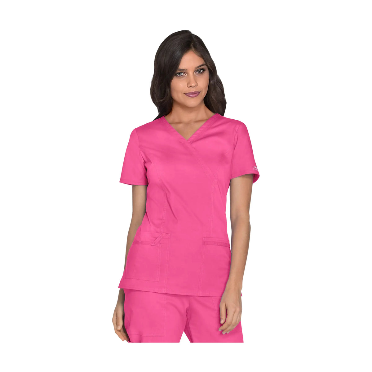 Pau - V-neck wrap tunic - Women - Cherokee Cherokee Authentic Workwear  Pink-Fluo-3XL