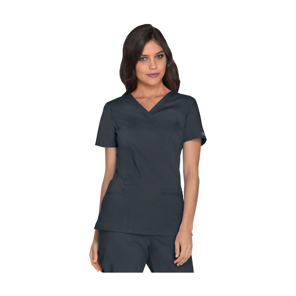 Pau - V-neck wrap tunic - Women - Cherokee Cherokee Authentic Workwear  Anthracite-3XL