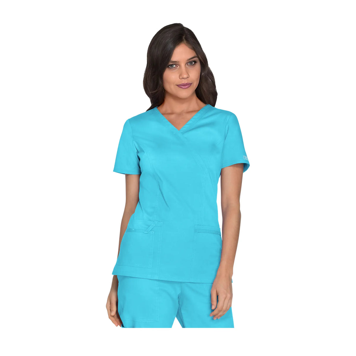 Pau - V-neck wrap tunic - Women - Cherokee Cherokee Authentic Workwear  Blue-Turquoise-3XL