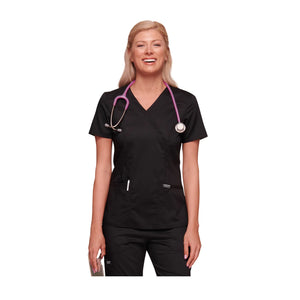 Pau - V-neck wrap tunic - Women - Cherokee Cherokee Authentic Workwear  Black-3XL