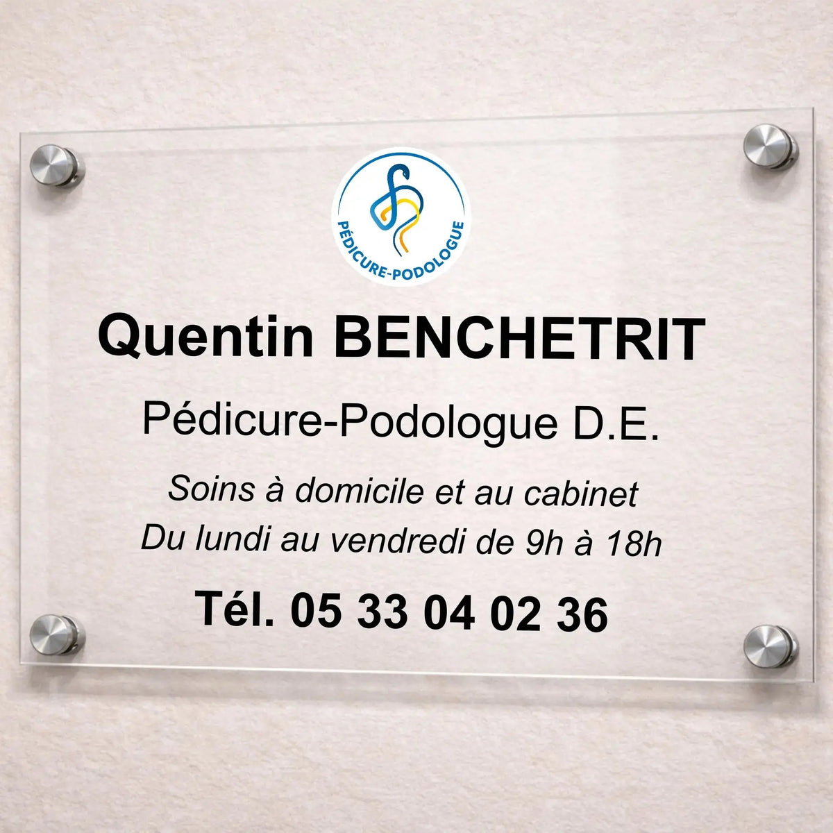 Personalizable professional pedicure-podiatrist plaque My Podology 
