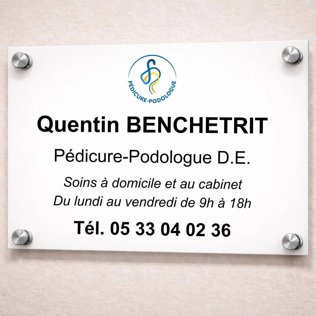 Personalizable professional pedicure-podiatrist plaque My Podology 