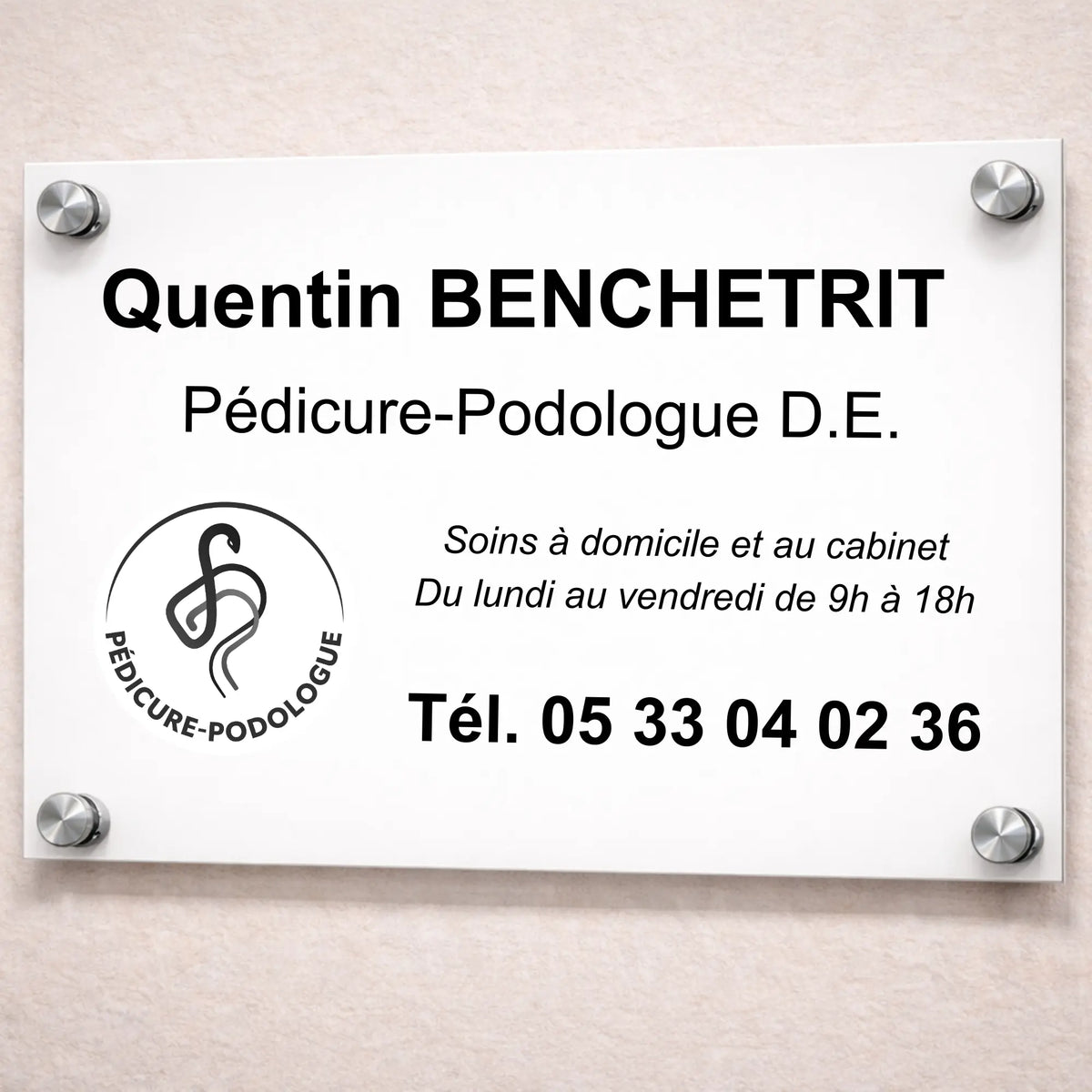 Personalizable professional pedicure-podiatrist plaque My Podology 