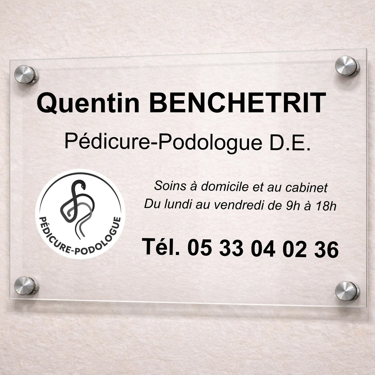 Personalizable professional pedicure-podiatrist plaque My Podology 