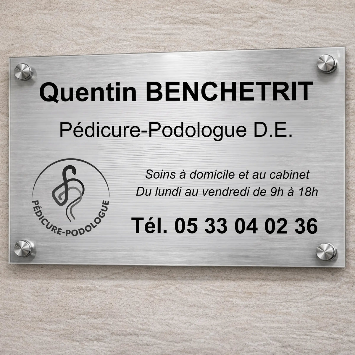 Personalizable professional pedicure-podiatrist plaque My Podology 